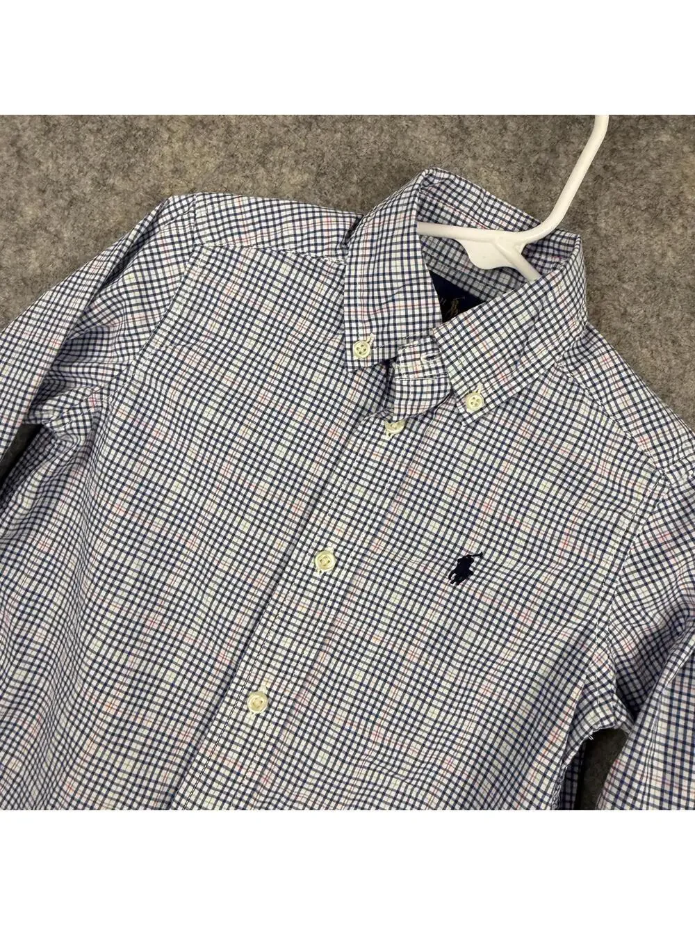 Ralph Lauren Boy’s Long Sleeve Button Front Shirt Blue Red Plaid Size 2T EUC 478